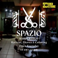 Custom Sticker 79  Cutting Sticker CUSTOM SPAZIO BARBERSHOP, BISA GANTI NAMA ATAUPUN LOGO SENDIRI - 