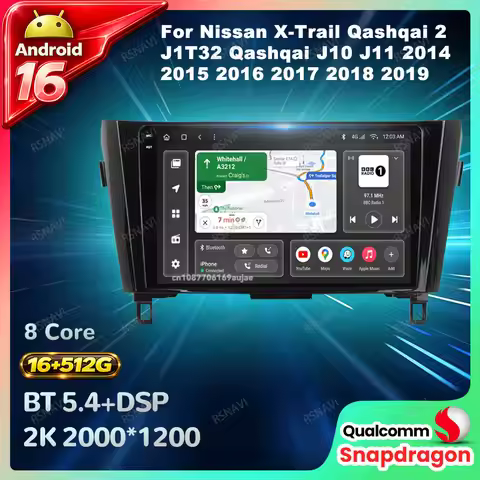 Car Radio Android 16 For Nissan X-Trail Qashqai 2 J1T32 Qashqai J10 J11 2014 2015 2016 2017 2018 201