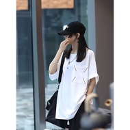 Design Embroidery White Short-Sleeved T-Shirt Women Summer High-End Niche Street Wear Loose Casual T