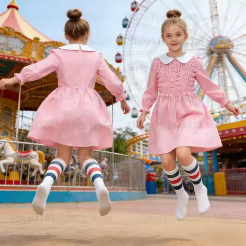 Pink Dresses Eleven Costumes for Women Girls Eleven Cosplay things Eleven Dresses for Halloween Carn