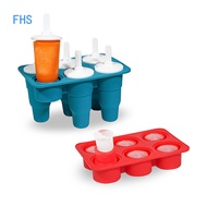 FHS 6 Grid Collapsible Popsicles Molds Summer Silicone Ice Cream Moulds Ice Cream Maker Homemade Ice Tray Ice Cream Mold