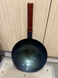 24cm熟鐵鑊 單人炒鍋  嬰兒輔食鍋 圓底 尖底聚油 物理不粘炒鍋 木柄