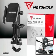Holder Hp Dudukan Spion stang + USB Charger MotoWolf ORIGINAL UNIVERSAL SEGALA JENIS MOTOR ori moto
