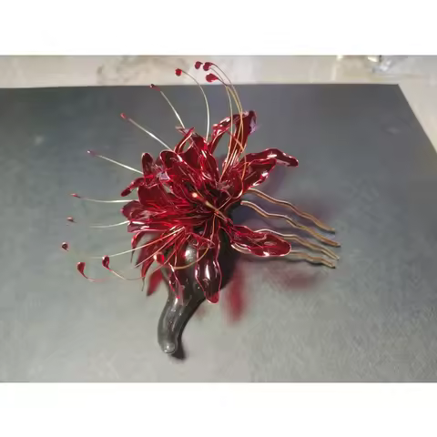 1 pcs Handwork Lycoris Radiata Flower Hair Comb Hanfu Cheongsam Kimono Yukata Headdress Ancient Styl