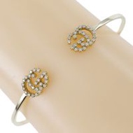 二手 Gucci GG Running 手鐲，18K 黃金鑲鑽，義大利製造，約 5.1 克，女士款。