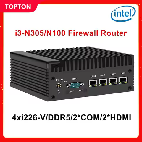 Firewall Appliance Mini PC 12th Gen Intel i3 N305 N100 2.5G Home Server 4x i226-V LAN DDR5 2*COM Lon