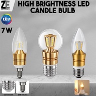E14 / E27 3000K WARM YELLOW LED candle bulb 7W HIGH BRIGHTNESS