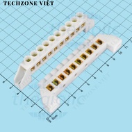 [2 Pieces]- X7-0609C Neutral Bridge 10 Pole 450V 60A M4 Screw, Wire Size 11~20AWG TechZone Viet