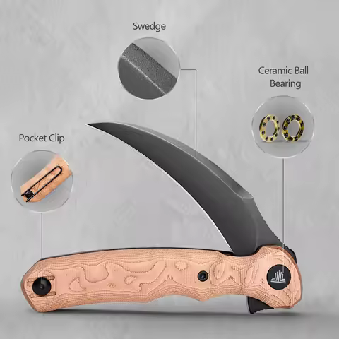 TRIVISA Lacerta Folding Pocket Lacerta Knife Sandvik 14C28N Steel Blade Tactical Outdoor Hunting Cam