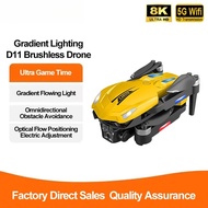 D11 Drone 8K HD Gradient Flowing Light Dual-Camera Obstacle Avoidance Brushless Motor GPS Drone Toys
