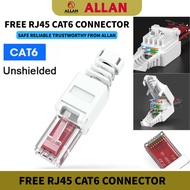 ALLAN Free RJ45 CAT6 Connector Ethernet Plugs 23AWG to 26AWG Cable Internet Plug Toolless