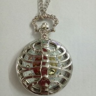 Silver Large Backbone Pocket Watch Palace Style Pocket Watch Quartz Necklace Pocket Watch 0061h16