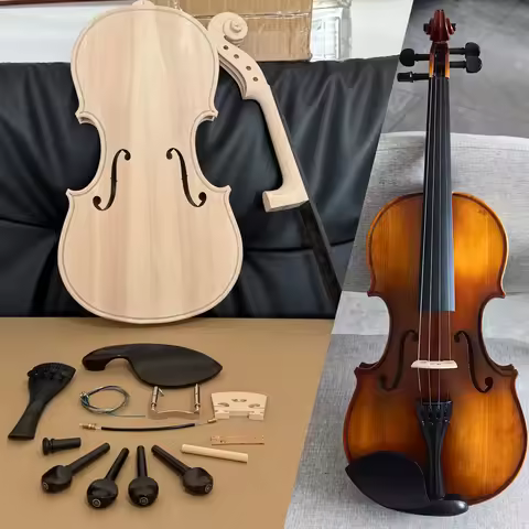 4/4 Unfinished White fiddler Natural Dried Maple Back, Spruce Top,solid wood DIY white violino Ebony