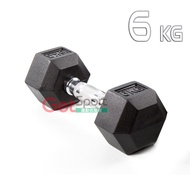 Hexagonal Rubberized Dumbbell 6kg (6kg Dumbbell/6kg Dumbbell/Weight Training/Squat/Grip Push/Volt Fr