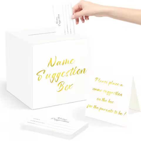 Name Suggestion Tickets For Baby Shower gold stamping words Themed Card Box and 30 Advice Cards, Par