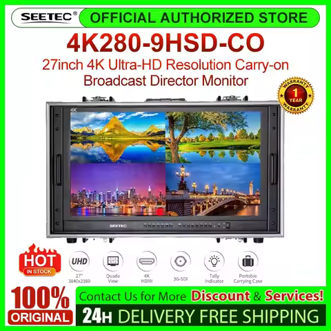 SEETEC 4K280-9HSD-CO 27" 4K Ultra-HD Resolution Carry-on Broadcast Director Monitor for CCTV Monitor