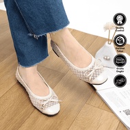 QUINCE Vinca Flatshoes, Korean Style Ribbon Mesh Model, Women's Trendy Shoes, Comfortable and Soft