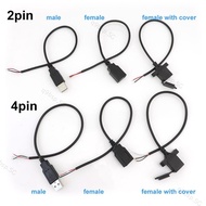 30cm 2 Pin 4 core USB  2.0 A type male Female Connector Jack Power repair charging deta Cable Cord Extension wire DIY 5V Adapter  SG9B