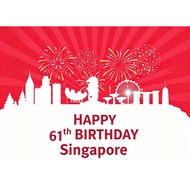 HAPPY 61th BIRTHDAY Photography Background Singapore HAPPY NATIONAL DAY Backdrops Banner for Nationa