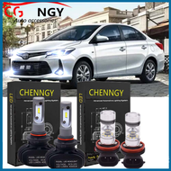 สำหรับ Toyota Vios 2nd Gen & 3rd Gen 2008-2019 LED ไฟหน้าคานต่ำสูง + หลอดไฟหมอกชุด ชุดรถยนต์ การรับป