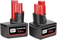 2 Pack 12V Replacement Battery Compatible For Milwaukee M12 XC 48-11-2410 48-11-2420 48-11-2411 Cord