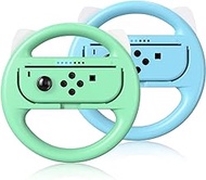 Steering Wheel Grip for Nintendo Switch Joycon Controller, 2 Pack Cute Family Racing Steering Wheel Controller for Animal Crossing Mario Kart 8 Deluxe (Blue&amp;Green)