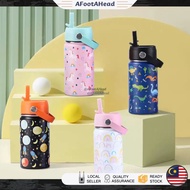 Cartoon Kids Tumbler Thermos Cup with Straw Stainless Steel Cute Water Bottle Botol Air Tahan Sejuk 