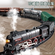 Simulation Electric Train Track Model with Sound and Light Spray, Vintage Steam Train Set, Children'