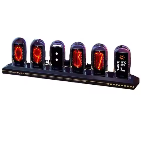 THIVN-LED Nixie Tube Clock IPS Color Screen Digital Clock DIY Analog Digital Tube Wifi Time Desktop 