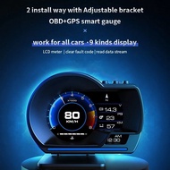 OBD+GPS Car OBD OBD2 Meter GPS Digital Scanner Speedometer Gauge display Hud Water temp RPM myvi AXI