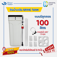 ถังน้ำเกลือ Brine Tank ขนาด 70/100 ลิตร 3 หุน สีเทา แบบมีลูกลอย  ถังกรองน้ำไฟเบอร์ 12" - 16" นิ้ว FR