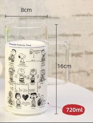 史努比snoopy大容量帶蓋玻璃杯