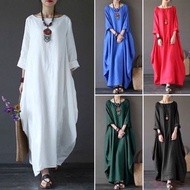 Baju Kelawar Cotton Plain Kaftan Viral Terenganu Murah Dubai Lengan Panjang Plus Size Long Dress #PR