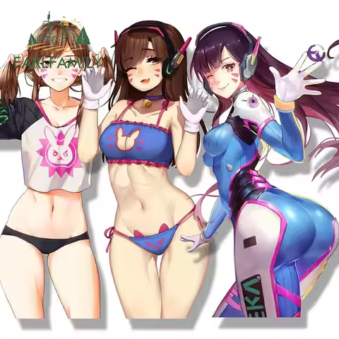 EARLFAMILY Gyaru Girl D.Va Car Sticker Rear Windshield Car Trunk Decal SUGOI DEKAI Stickers Laptop H
