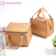 MXMUSTY Kraft Paper Bags Outdoor Portable Thermal Breakfast Organizer Large Capacity Lunch Bag Insulation Package Cooler Lunch Box Bag Reusable Tote Canvas Lunch Bag