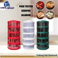 Siap Pasang Tudung Saji Viral 5Tingkat Rak Lauk Diamond Series Free Tester Kerepek Random Flavor 45g