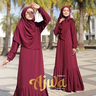 TUNIK.MY | JUBAH AJWA | JUBAH UMRAH HAJI | JUBAH RUFFLE COMOCREPE LOOSE NURSING BF FRIENDLY | JUBAH PUTIH HITAM MUSLIMAH