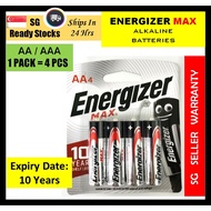 [SG Ready Stocks] 4 PCS PACK - Energizer MAX AA / AAA Alkaline Battery | Energizer MAX AA E91 / AAA 