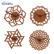 kowaku 12inch Wood 3D Wall Clock Large Silent Geometric Modern Wall Hanging Watch for Home, Kitchen,
