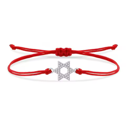 Zinc Alloy Stones Jewish Star Of Davids Lucky Charm Bracelet Women New Fashion Red String Handmade A