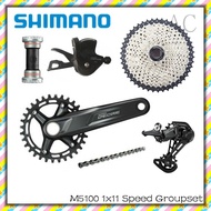 【SHIMANO】 DEORE M5100 Groupset 1x11 Speed MTB M5100 170mm 175mm 32T Crankset M5100 Shifter Rear Derailleur Sunrace CSMS8 11-51T Cassette or Sunshine 11-42T 11-46T Cassette KMC X11 Chain For Mountain Bike