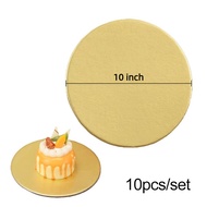 10pcs Durable 6/8/10 Inch Round Cake Board Golden Cardboard Cake Cardboard Circle Dessert Tray Bakin