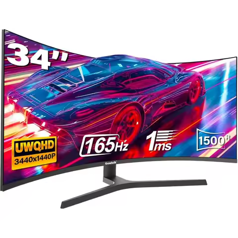 34 Inch Ultrawide Curved Gaming Monitor, 1500R PC Screen UWQHD 3440x1440, 165hz Curved Computer Scre