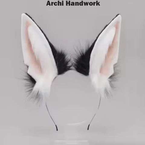 Archi Handwork Wolf Ears Headwear Mythical Beast Death Anubis Headband Animal Dog Hairhoop Fursuit C