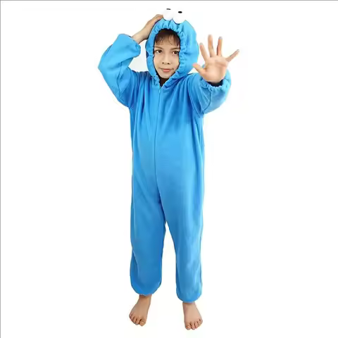 Halloween Cookie Monster Elmo Jumpsuit Sleepwear Sesame Street Children's Stage Performance Costume 