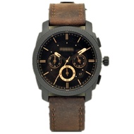 Authentic Men Machine Mid Size Chronograph Brown Leather Watch FS4656 Jam Tangan Lelaki