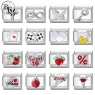 Racing Flag Italian Charm Bracelet Fit 9mm Stainless Steel Bracelet DIY Jewelry Making Accessories R