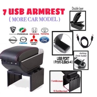 🌟Ready Stock🌟Honda/Toyota/Perodua/Proton 7 USB Arm Rest Adjustable with Cup Holder Armrest（More Car 