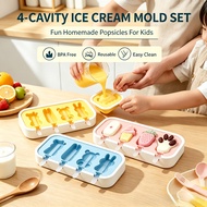 [Ready Stock] Food Grade Silicone Ice Cream Mold | Cartoon Popsicle Mold DIY Cheese Stick & Ice Loll
