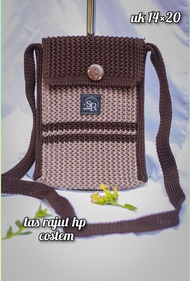 tas rajut mini hp combinasi / tas selempang unisex / slinbag